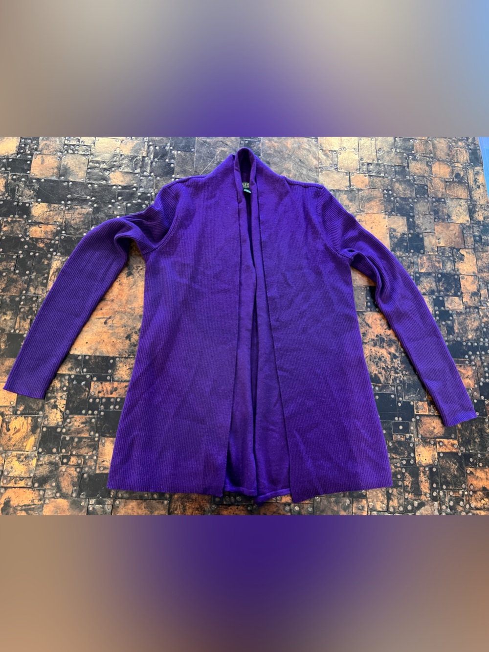 Ralph Lauren Petite Violet Open-Front Knit Cardigan